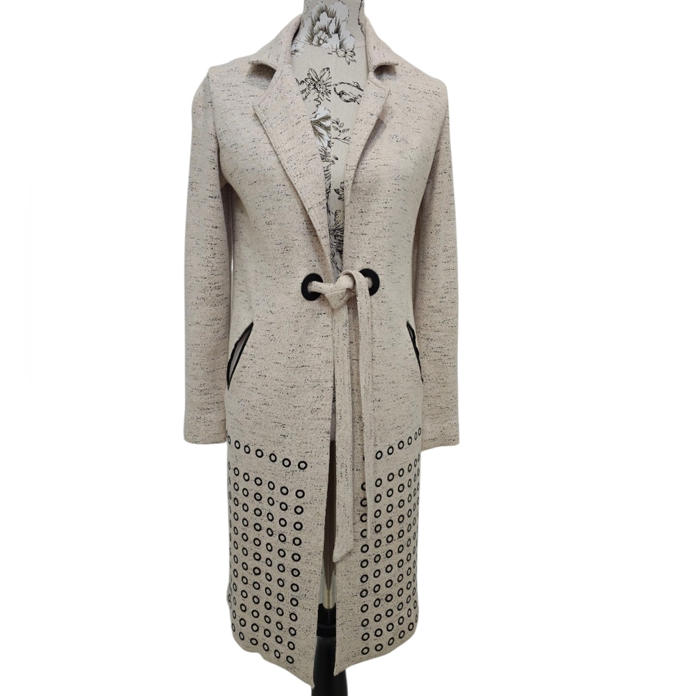 NIC+ZOE Cream Trench Coat with Black Accents